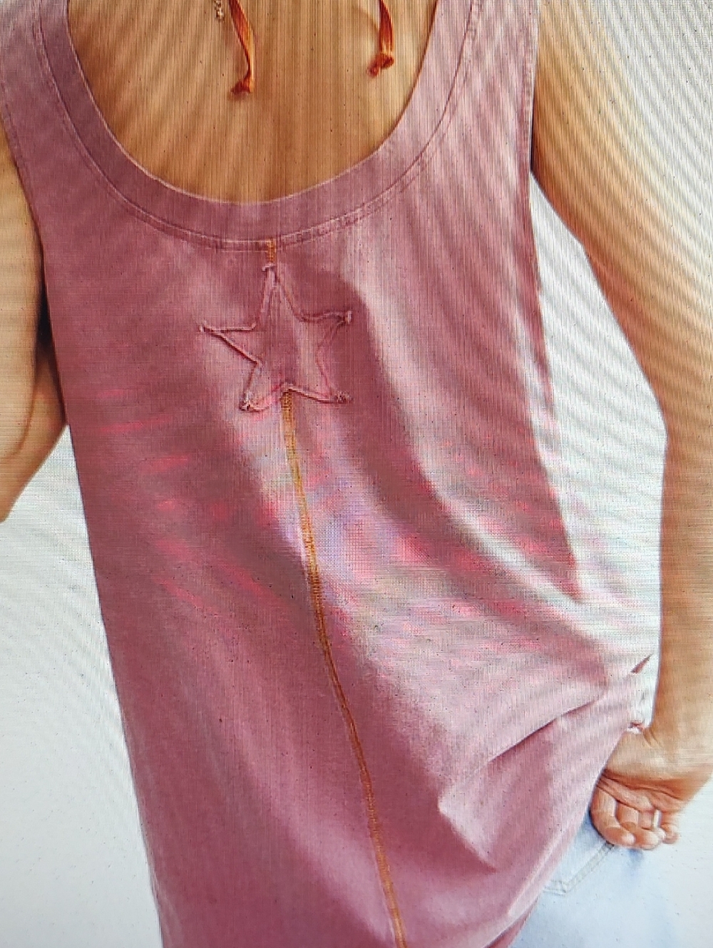 Sleeveless Pink Graphic Tunic with Gold Print - Picture 3 of 3